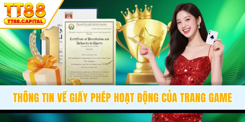 Thông tin về giấy phép hoạt động của trang game